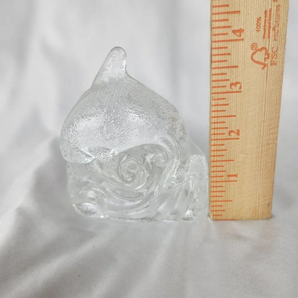 Vintage PartyLite Dolphin Clear Glass Tea Light Candle Holder Ocean Fish Retired - Picture 4 of 4